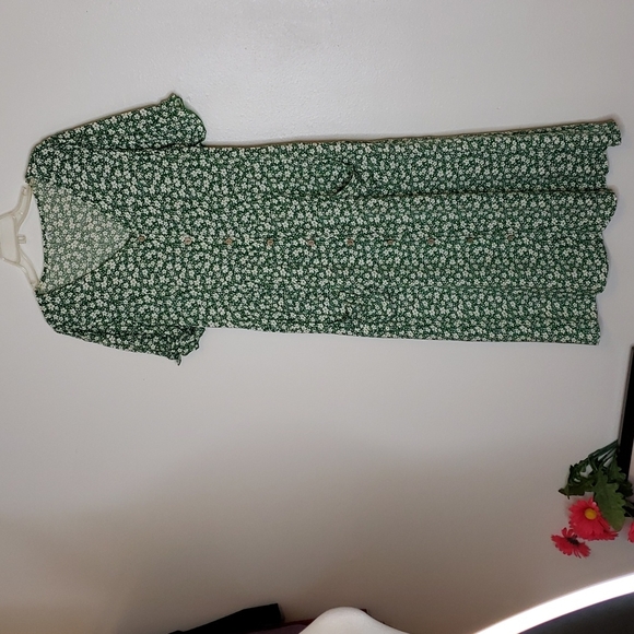 NEW Boutique Cottage Core Boho Calico Floral Button Down Midi Dress Classic - Picture 5 of 16